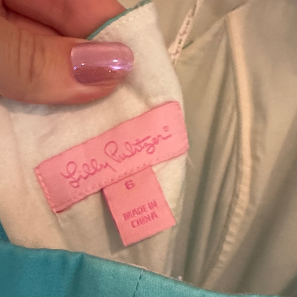 Lilly Pulitzer Turquoise Halter Dress with Lace - Picture 6 of 10